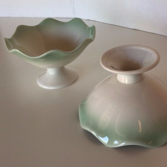 Tachikichi Vintage Pedestal Desert Candy Dish Ice Cream Bowl Set of 2 - Picture 8 of 12